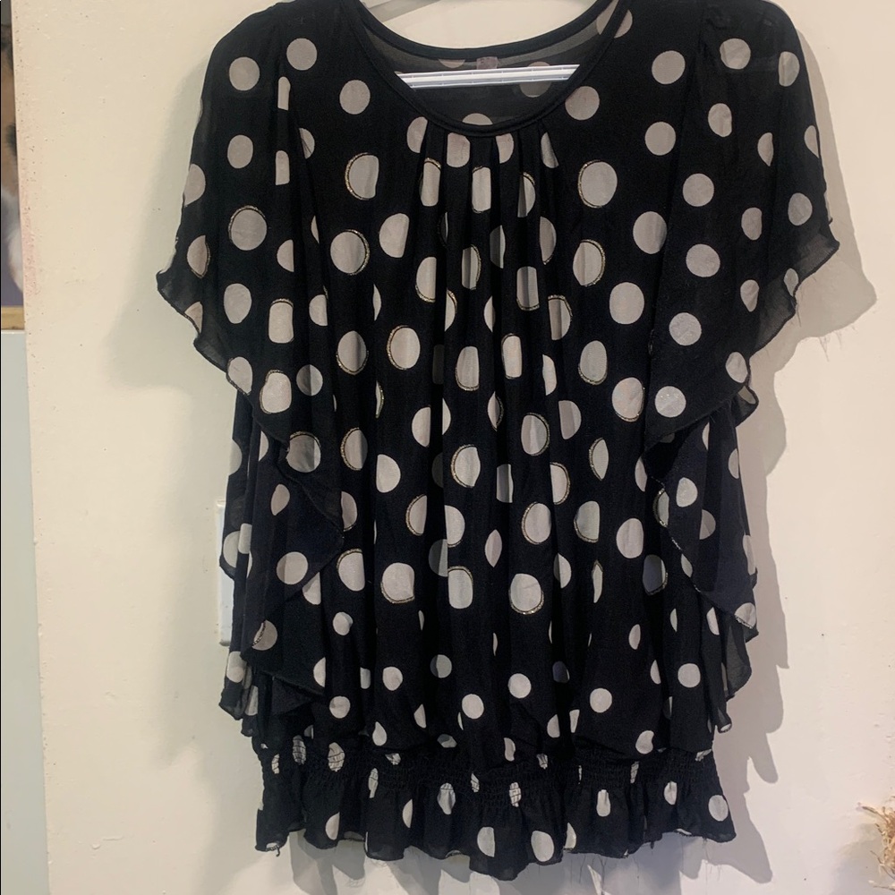 Black and White Polka Dot Blouse